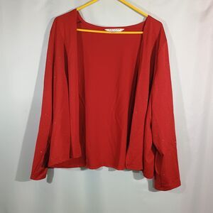 Women's Red Sparkle Cardigan Open Front Lightweight Holiday Layering Top